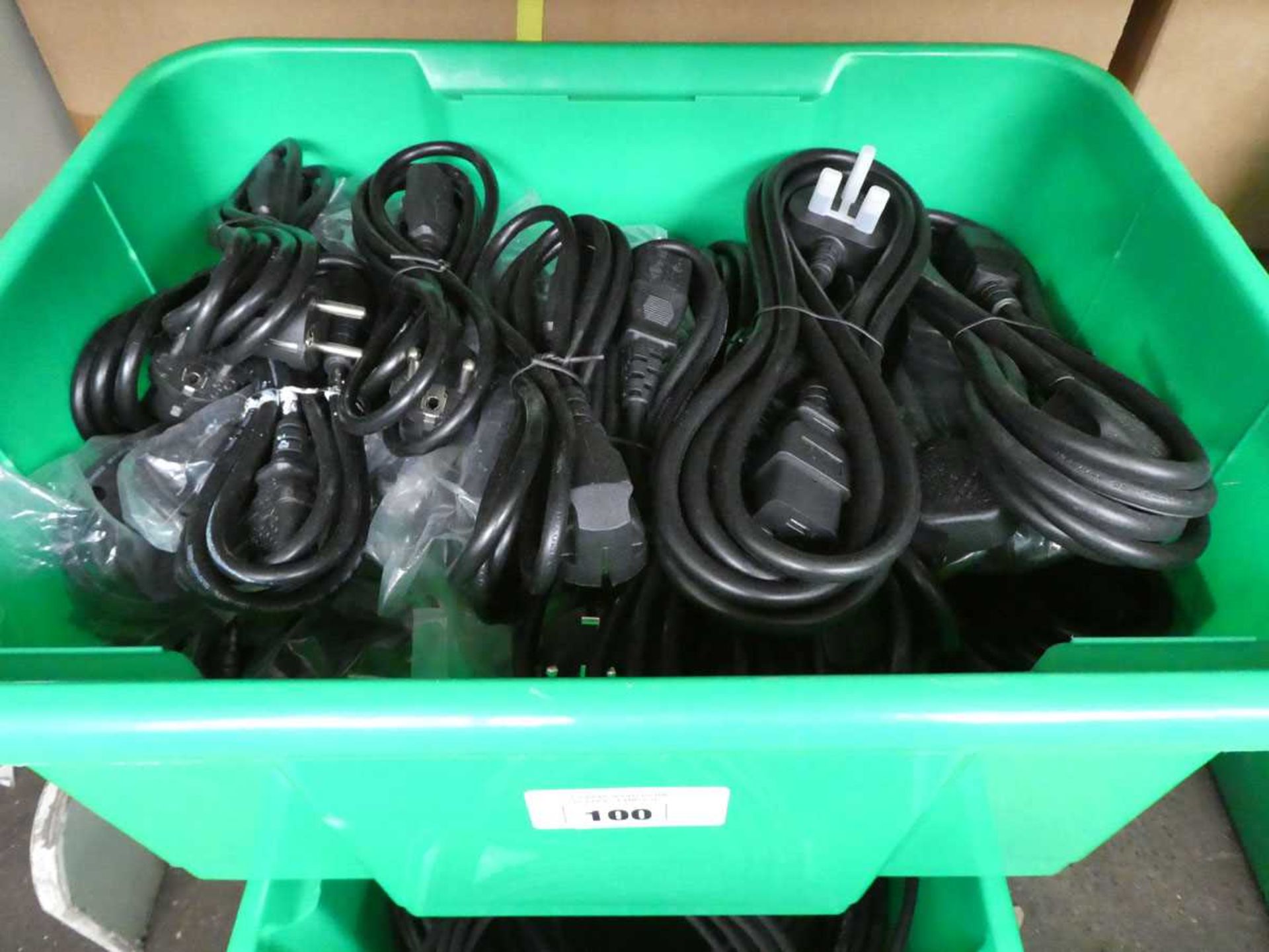 +VAT 2 green trays including power leads and cables - Image 2 of 3
