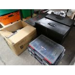 +VAT Multi compartment cases and fittings, a tool box filing tray and various battery drills