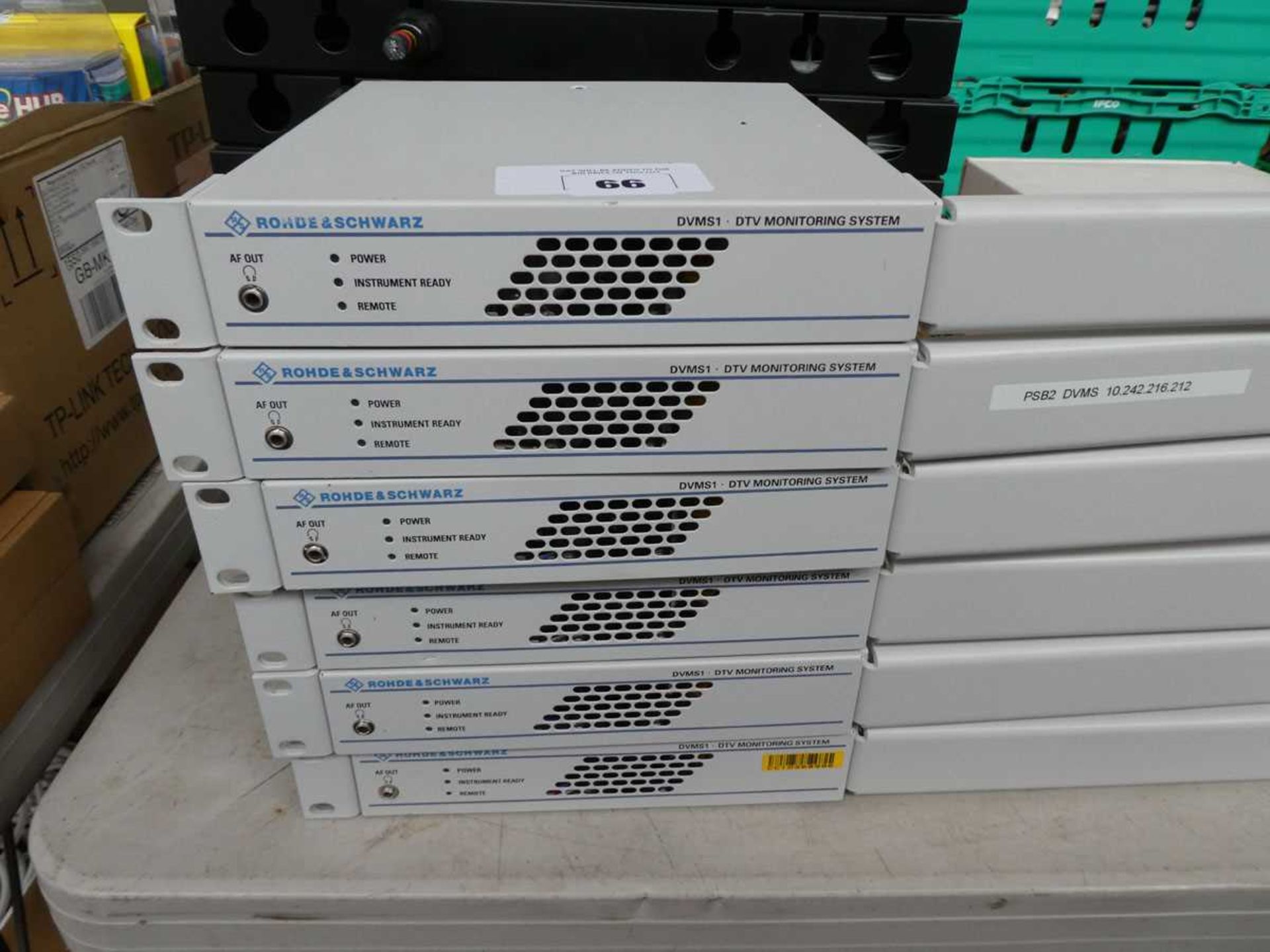 +VAT 6 Rohde & Schwarz DVNS1 DTV monitoring system units for rack mounting with manuals