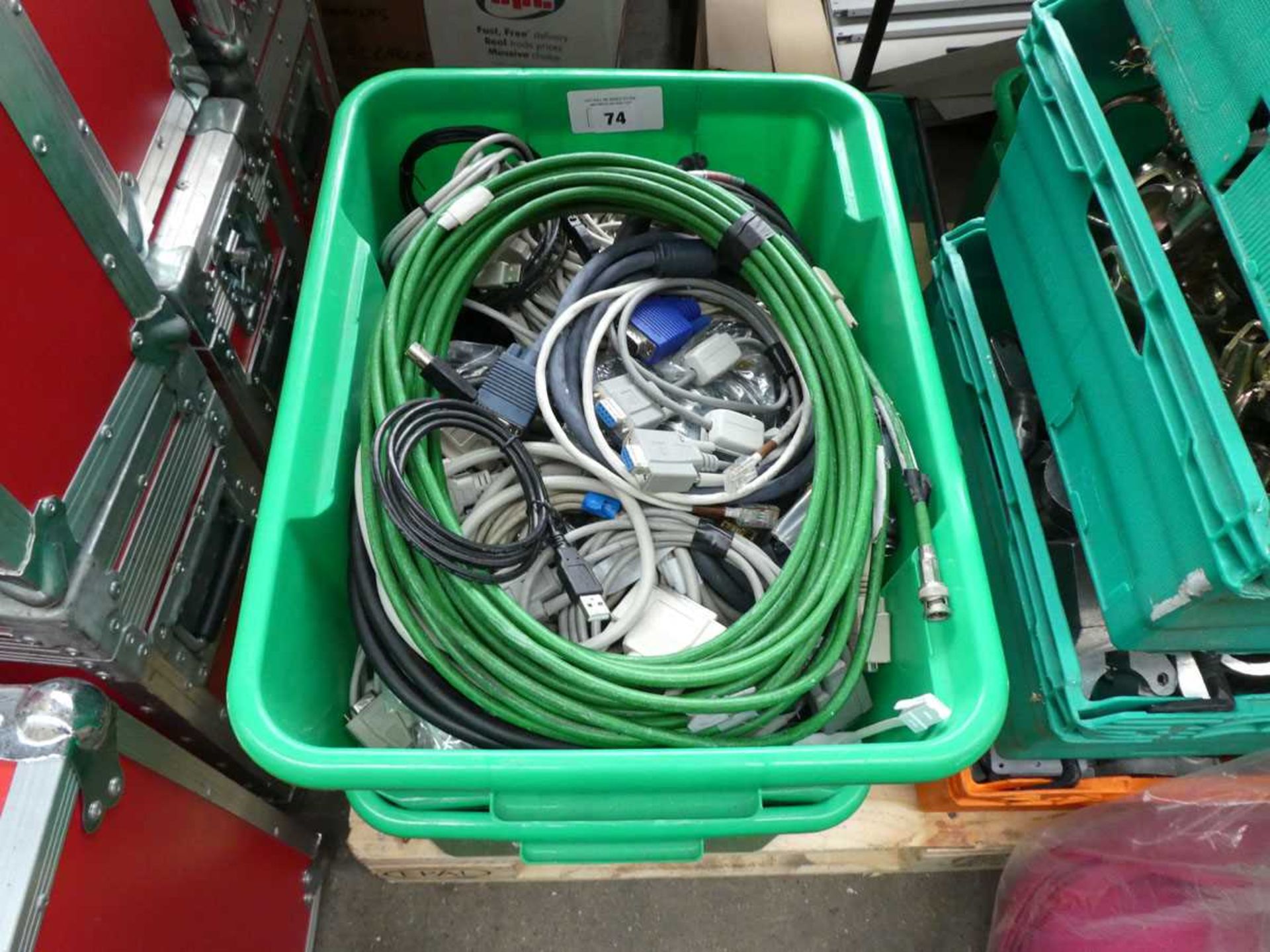 +VAT 2 green trays of various cables