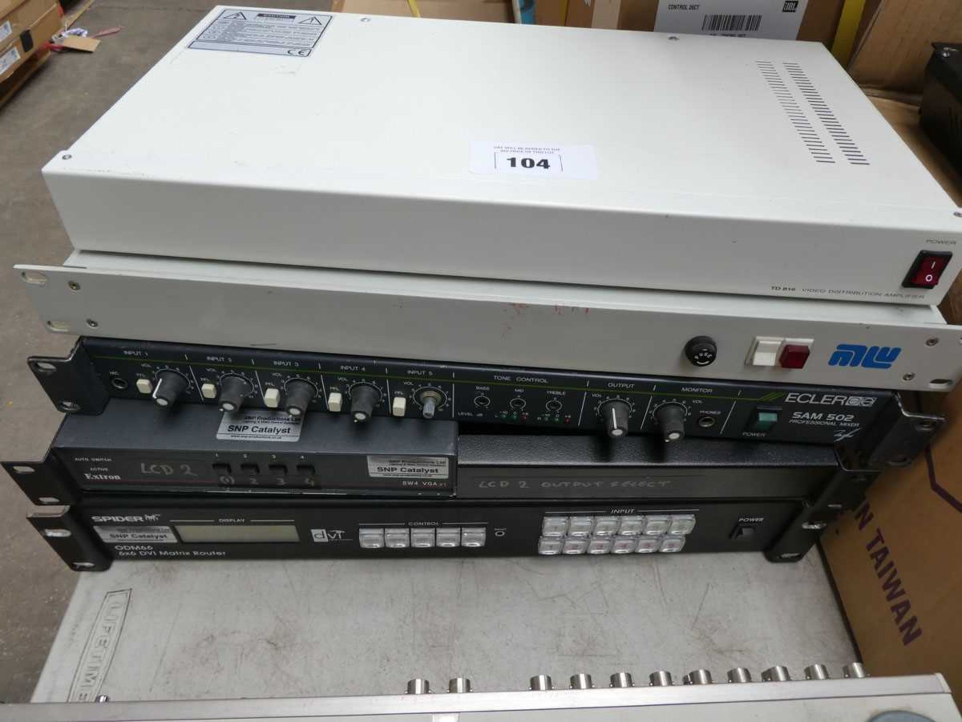 +VAT 5 units including a Spider ODM66 DVI 6x6 Matrix router, and Extron SW4VGAXI auto switch,