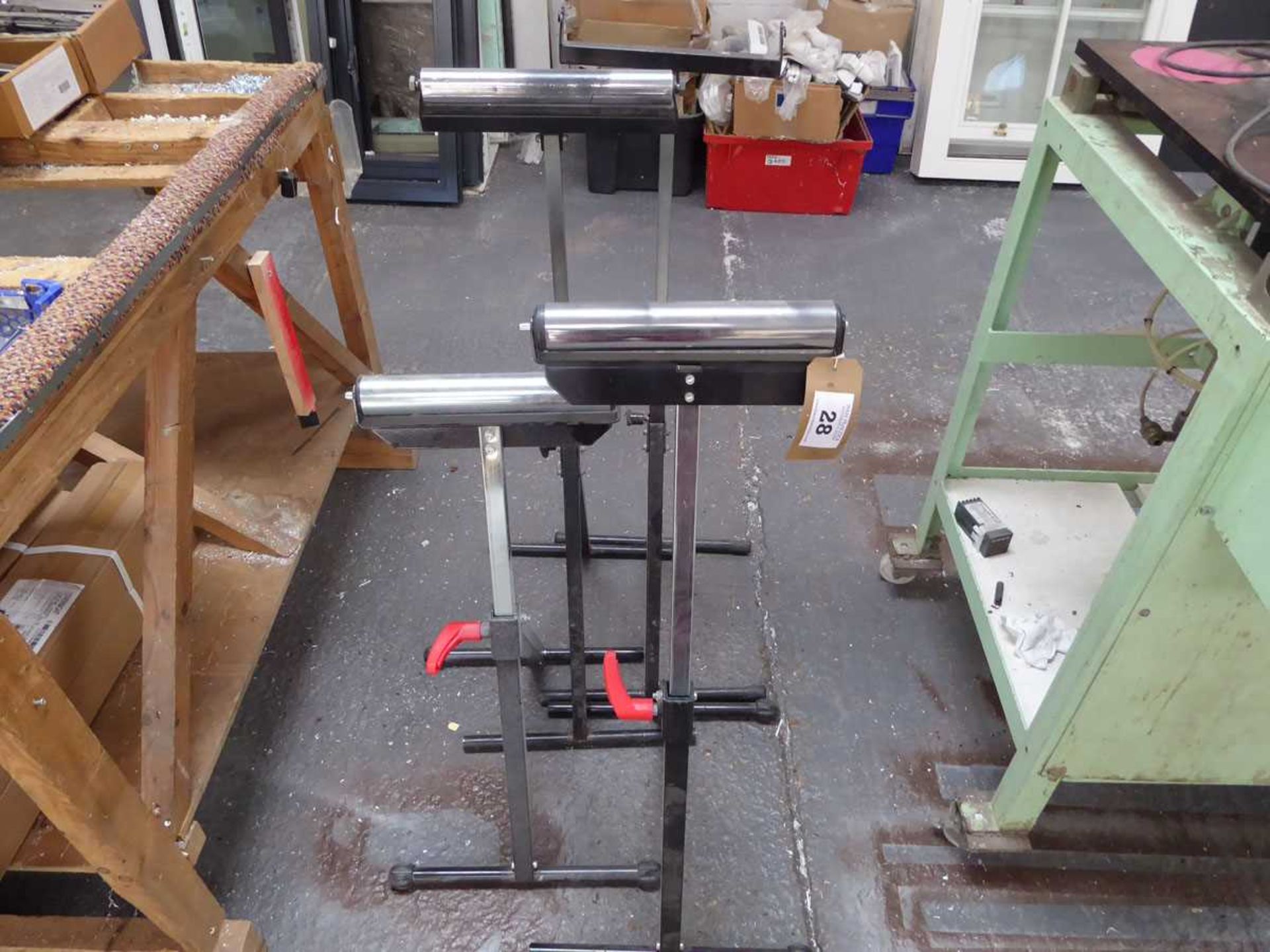 3 folding roller feed stands and one part ditto