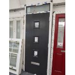 Grey PVCu exterior door with frame
