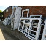 A range of PVCu window frames of various shapes and sizes (mainly without sealed units)