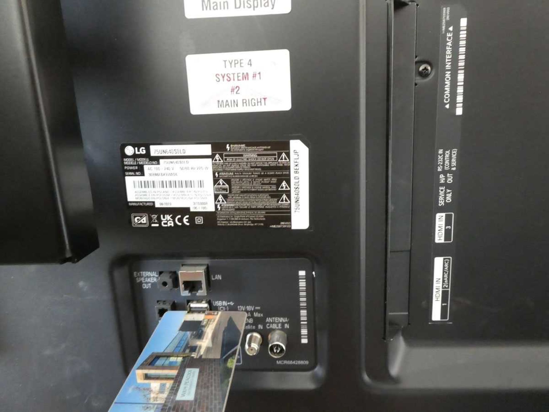 LG Model 75UN640S0LD 75" 4K UHD Signage Display TV with Remote Control, No Box & no stand Manu 08/ - Image 2 of 2