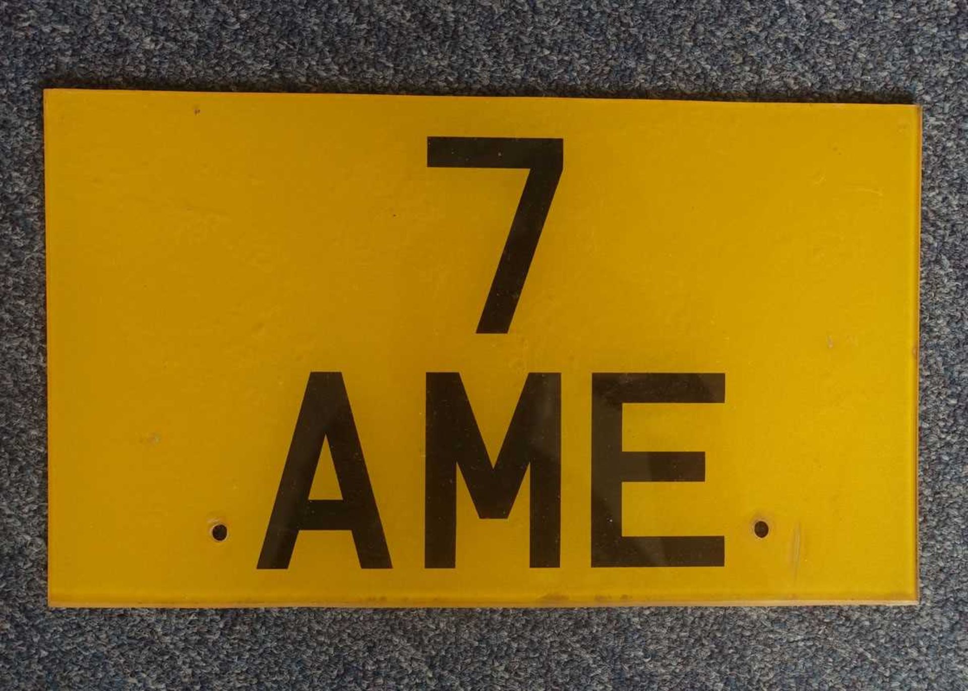 Cherished number plate on retention document (V778): "7 AME"