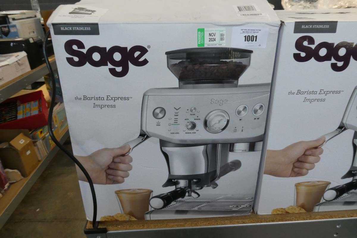 +VAT Partially boxed Sage Barista Express Impress coffee machine