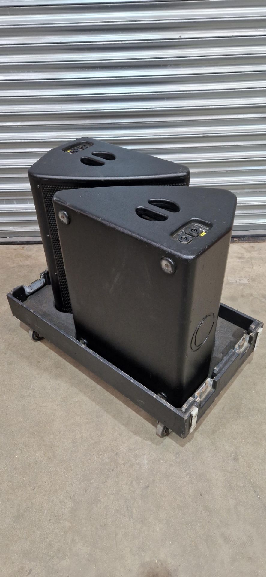 A Pair of Turbosound (Painted) TFM-560 bi-amped floor monitors in Flight Case. (located at - Image 4 of 5