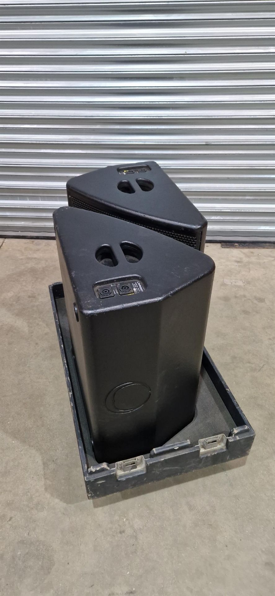 A Pair of Turbosound (Painted) TFM-560 bi-amped floor monitors in Flight Case. (located at - Image 5 of 5