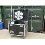 2 iPix BB7 light beam/floodlights with various functions in flight case and spare light (located