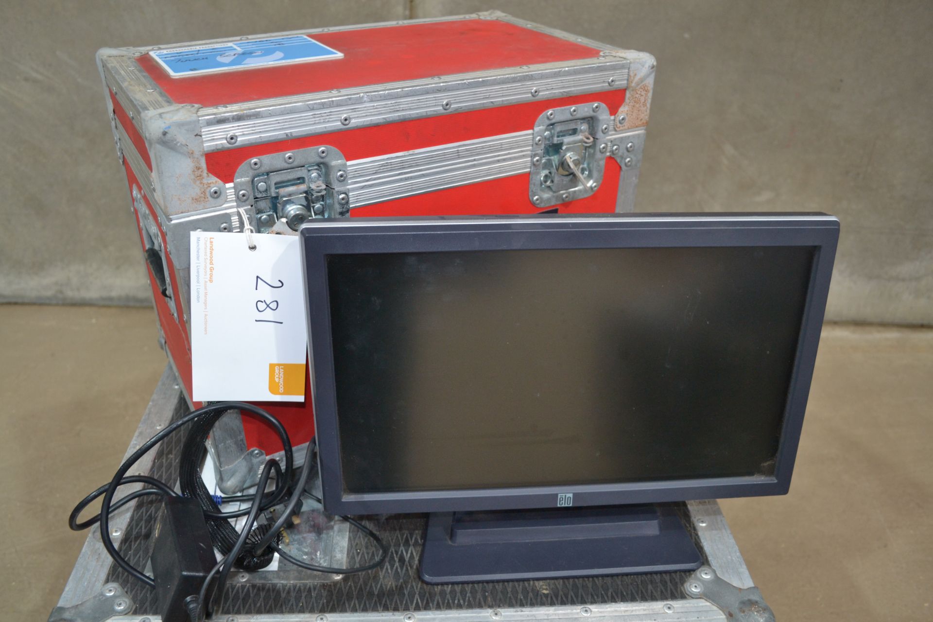 A Touchscreen computer monitor cased, Elo touchscreen, monitor display tested, touchscreen untested,