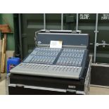 A Digi design D show side car 16 channel audio mixing desk, model 9900-12004-01 with flight case.; A