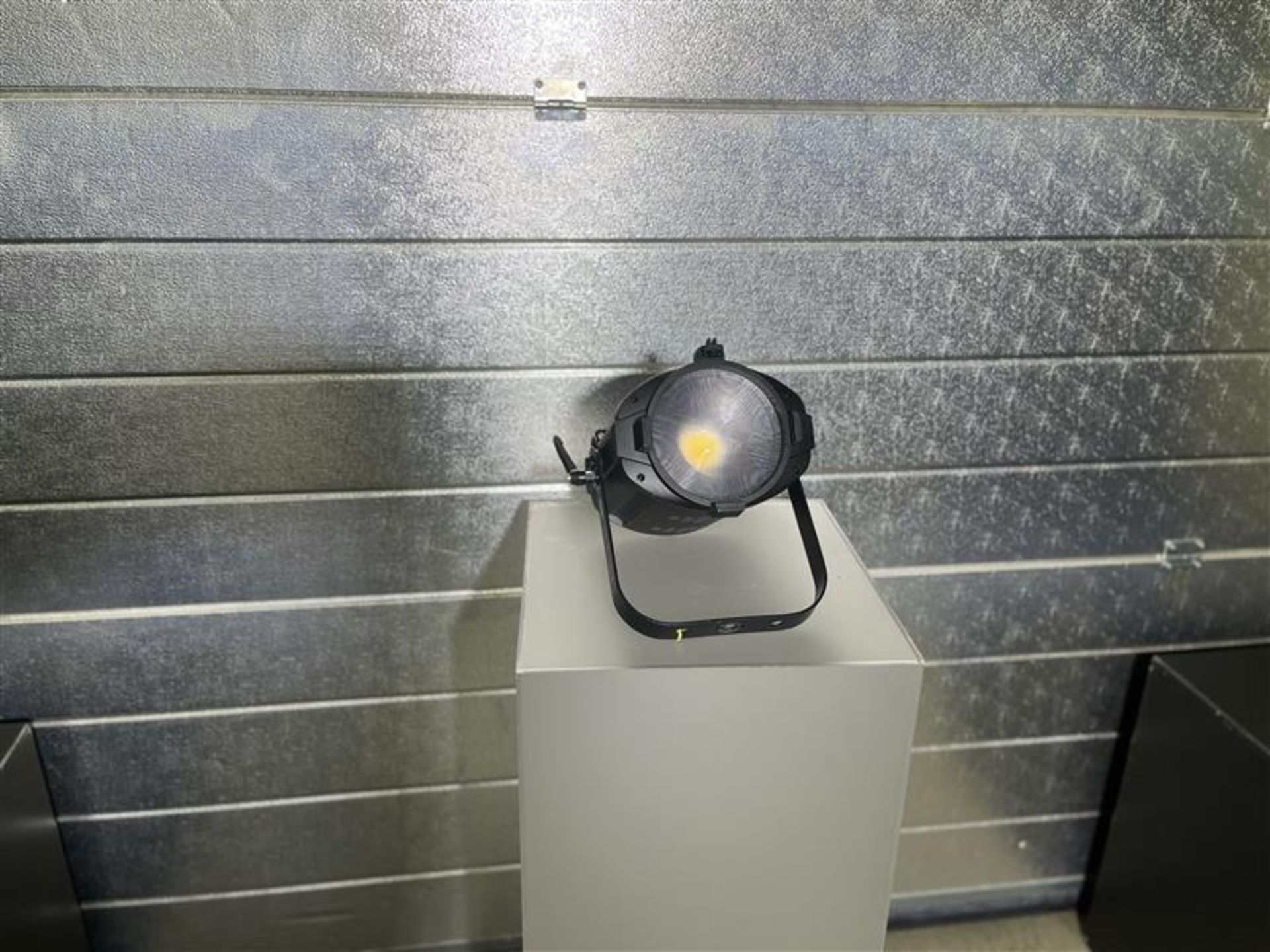 A Chauvet EVE F-50Z Warm White LED Fresnel with barn door accessories (no flight case included),