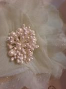 Hairpiece/Fascinator With Pearls and Pale Green Flower