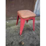 Metal Stool With Upholstered Leather Seat (47*33*33cm) Sourced From Luxury House Clearance