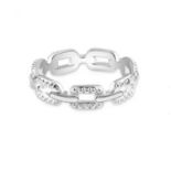New! Diamond Link Band Ring in Sterling Silver