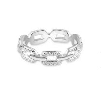 New! Diamond Link Band Ring in Sterling Silver