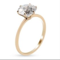 New! J Francis 9K Yellow Gold Solitaire Ring Made with SWAROVSKI ZIRCONIA