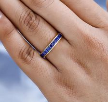 New! 9K Yellow Gold Masoala Sapphire Half-Eternity Band Ring