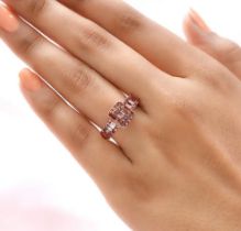 New! Natural Champagne Diamond Ring in 18K Vermeil Rose Gold Overlay Sterling Silver