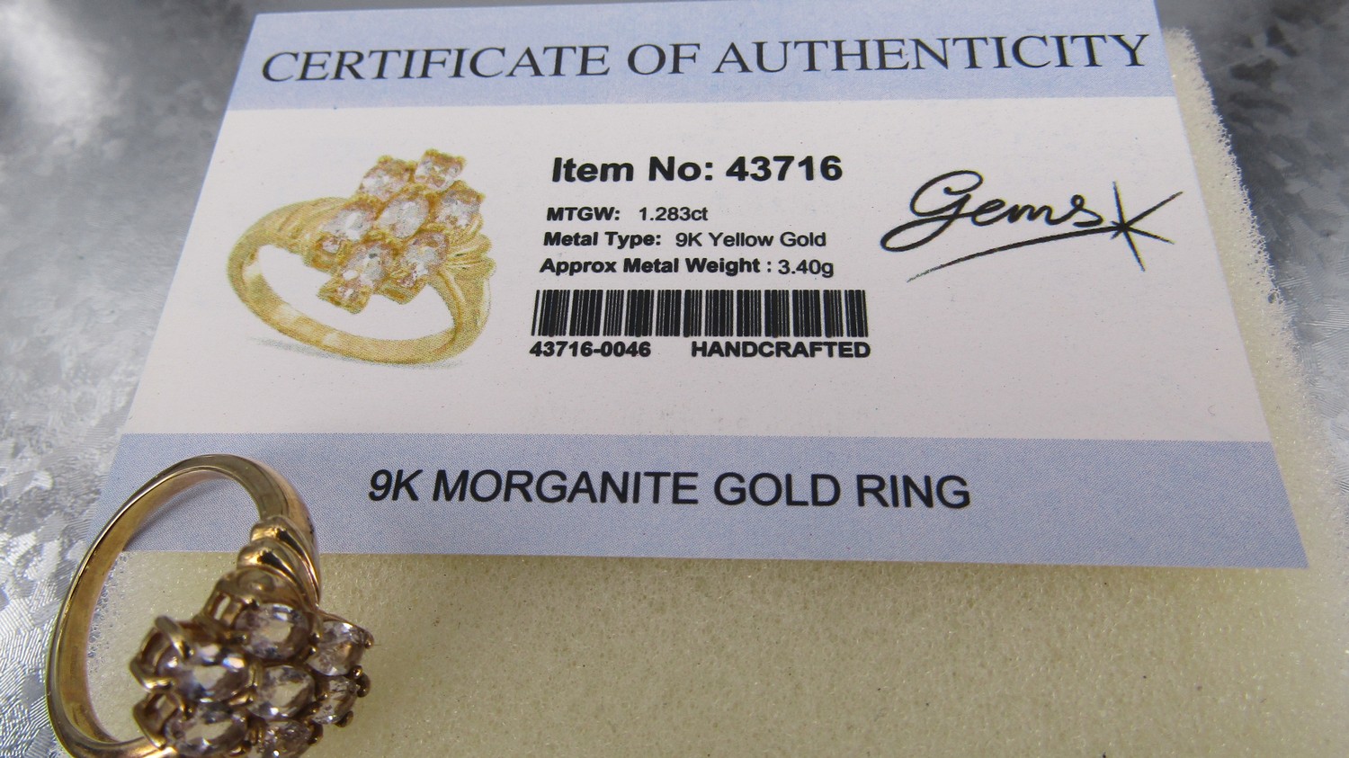 Semi precious 9ct gold Morganite ring - Image 3 of 5