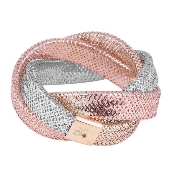 New! Maestro Collection - 9K Tricolour Gold Stretchable Mesh Ring - Image 2 of 5