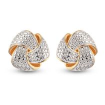 New! Diamond Knot Ring with Earrings in 14k Gold Overlay Sterling Silver