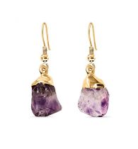 New! Amethyst Earrings in Gold Tone