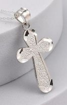 New! Sterling Silver Cross Pendant with Chain