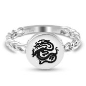 New! Sterling Silver Dragon Signet Ring