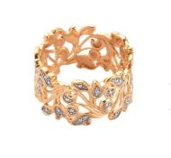 New! Designer Inspired - Diamond Leaf Ring in 18K Vermeil Yellow Gold Overlay Sterling Silver