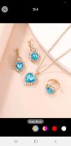 New! Rhinestone Baby Blue Jewellery Set
