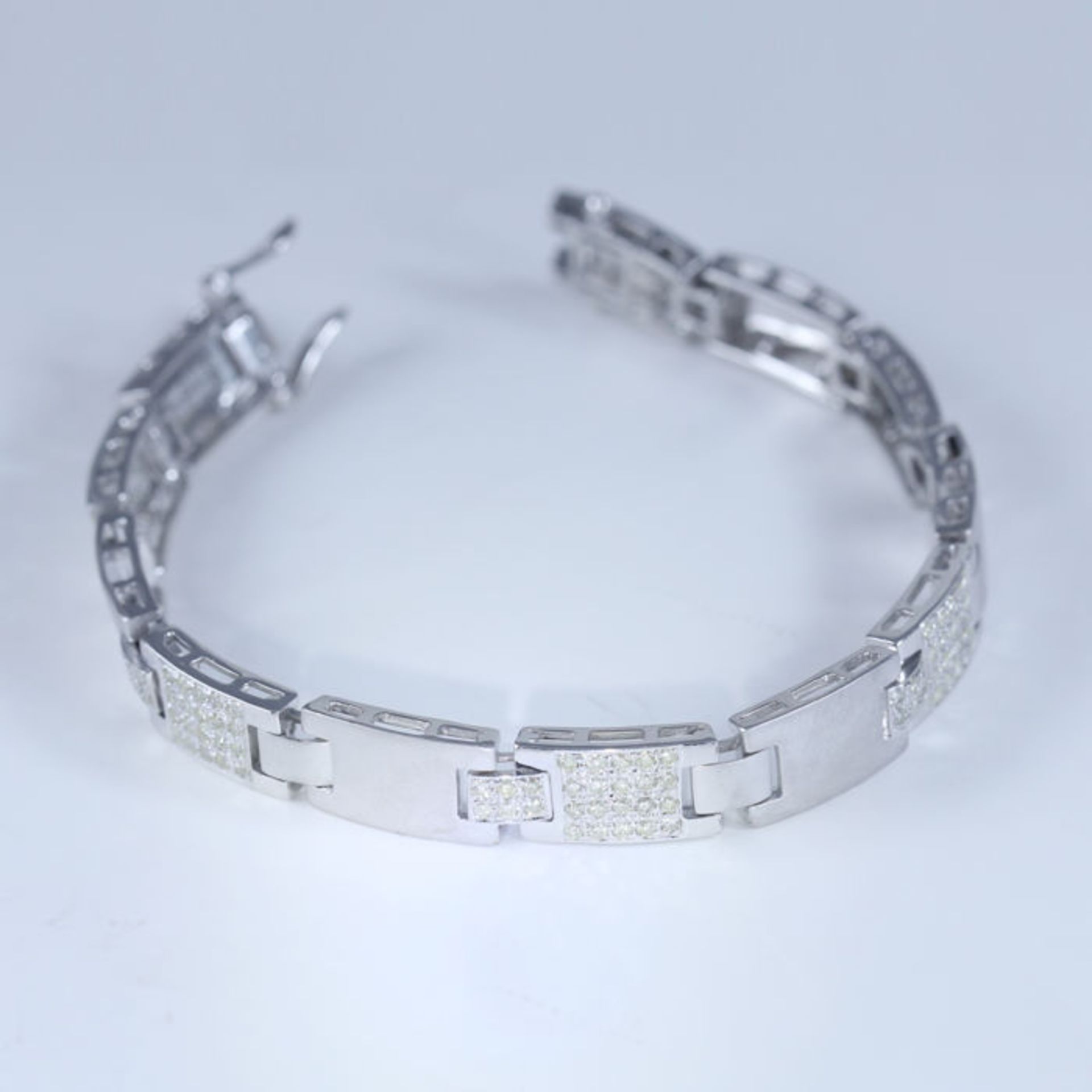 14 K / 585 White Gold Men's Diamond Bracelet - Image 6 of 7