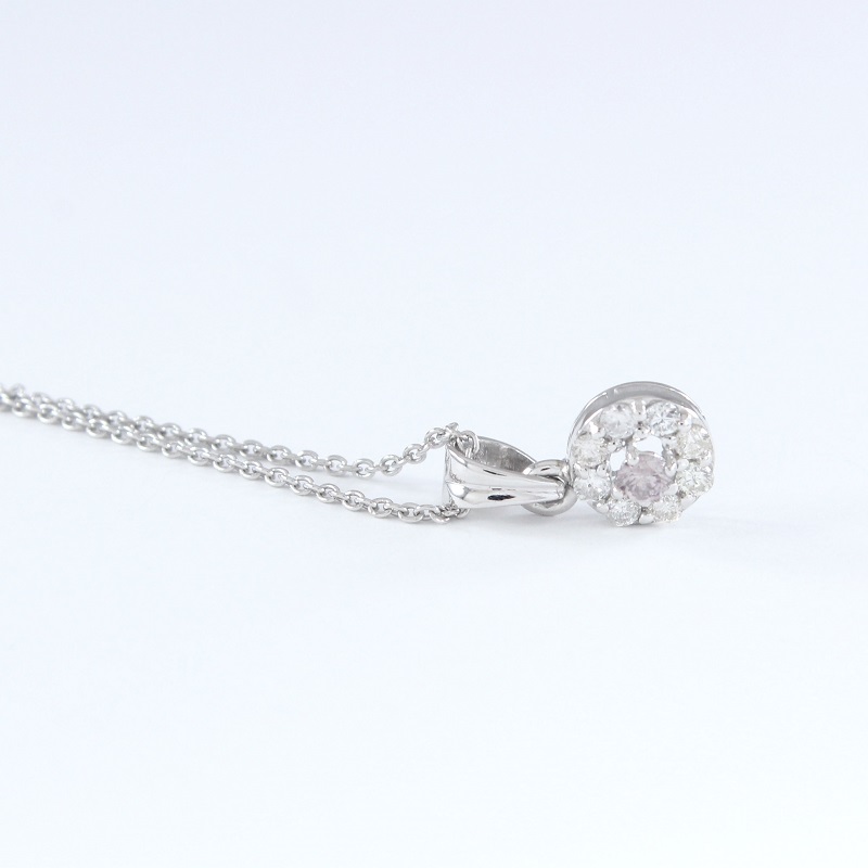 14 K / 585 White Gold Rare Pink Diamonds Pendant Necklace with Matching Diamond Earrings - Image 4 of 7