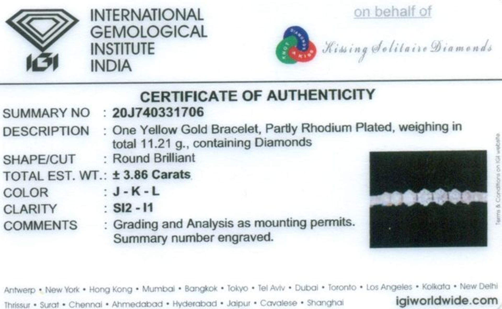 IGI Certified 14 K / 585 Yellow Gold Diamond Bracelet - Image 2 of 10