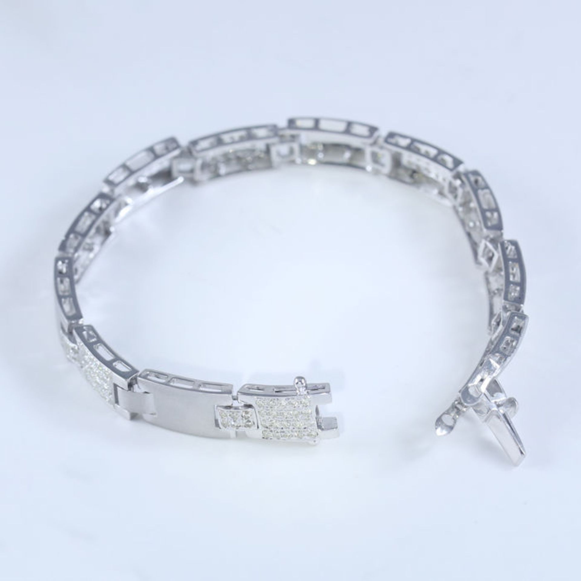 14 K / 585 White Gold Men's Diamond Bracelet - Image 4 of 7