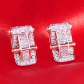 IGI Certified 14 K / 585 Rose Gold Diamond Earring Studs