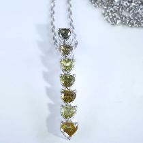 14 K White Gold Designer Heart Shape Fancy Diamond Pendant Necklace