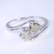 Certified 14 K / 585 White Gold Solitaire Diamond Ring