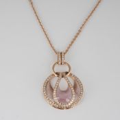 14 K / 585 Rose Gold Designer Diamond & Mother of Pearl Pendant Necklace