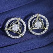 14 K / 585 White and Yellow Gold Diamond Earrings