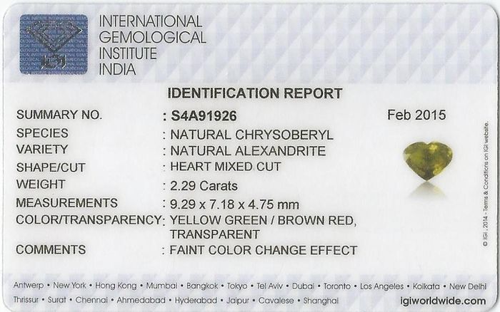 14 K / 585 White Gold Rare Alexandrite ( IGI Certified ) and Diamond Ring - Image 2 of 7