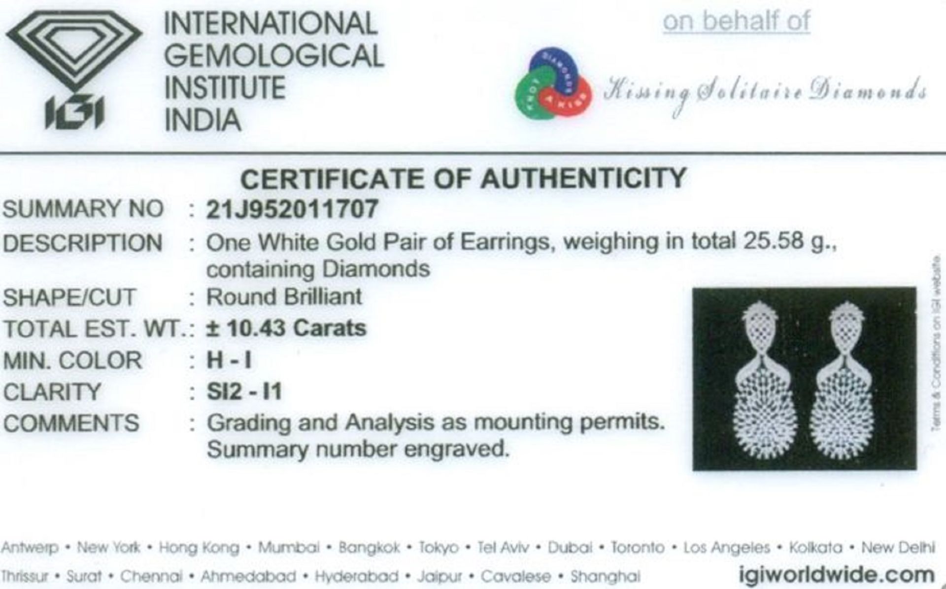 IGI Certified 14 K/585 White Gold Diamond Long Chandelier Earrings - Image 4 of 9