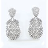 IGI Certified 14 K/585 White Gold Diamond Long Chandelier Earrings