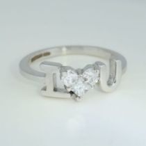 IGI Certified 14 K / 585 White Gold Designer "" I LOVE YOU "" Diamond Ring
