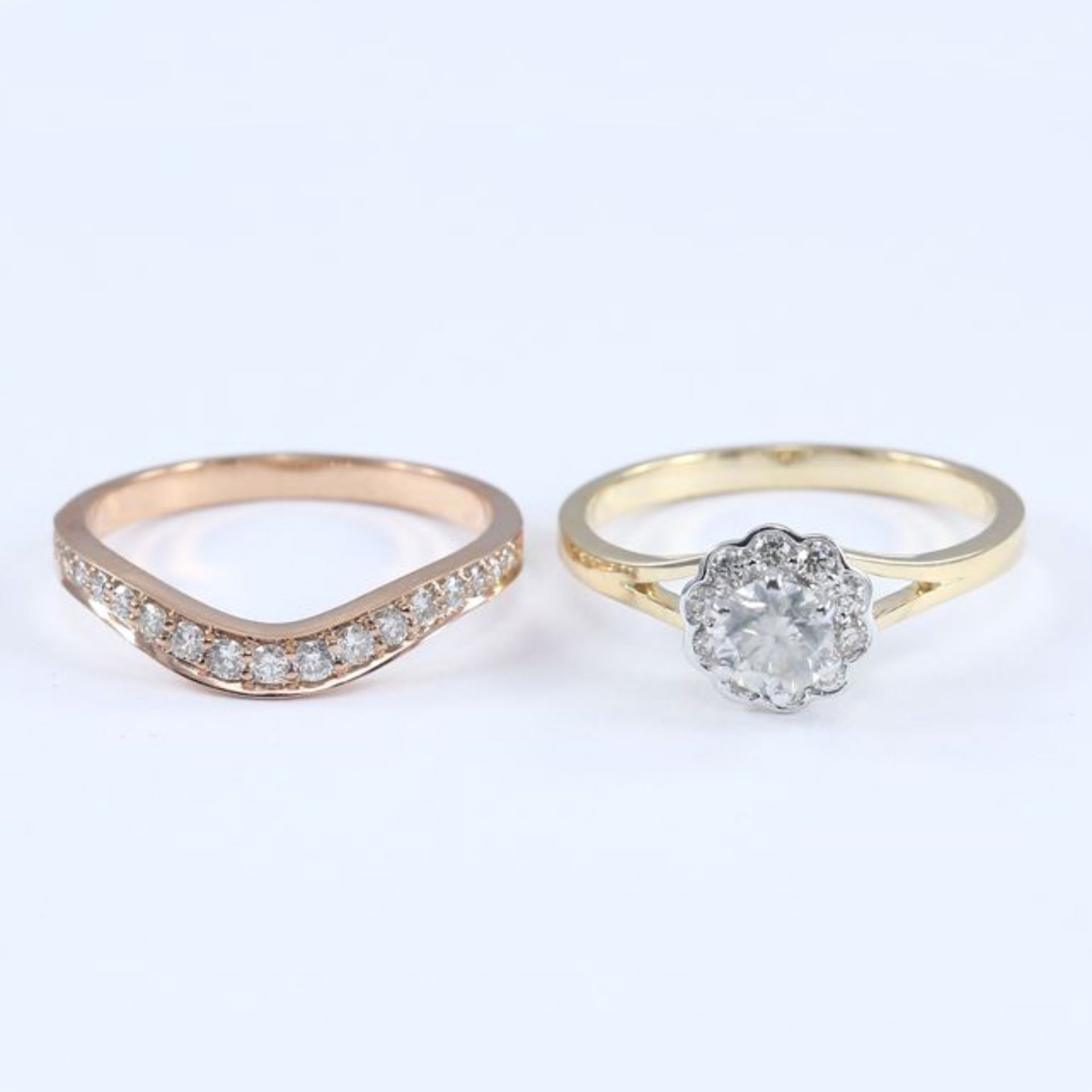 18 K / 750 Set of 2 Diamond Rings with Side Diamonds - Image 3 of 9