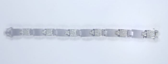 14 K / 585 White Gold Men's Diamond Bracelet - Image 3 of 7