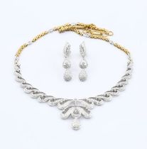 IGI Certified 14 K Diamond Necklace with Matching Diamond Earrings