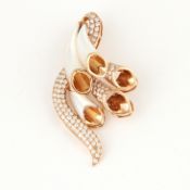 IGI Certified 18 K / 750 Rose Gold Designer Diamond & Mother of Pearl Pendant Necklace