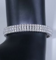 14 K /585 White Gold 3 Line Tennis Bracelet with 12.30 ct. Diamonds